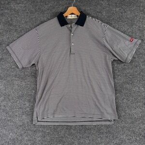 VTG Fairway & Greene Mens M Golf Polo Shirt Black White Striped Preppy Old Money